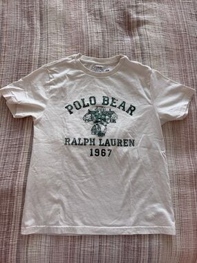 Polo by Ralph Lauren White T-Shirt with Green Polo Bear Graphic